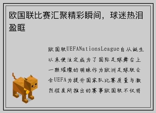 欧国联比赛汇聚精彩瞬间，球迷热泪盈眶